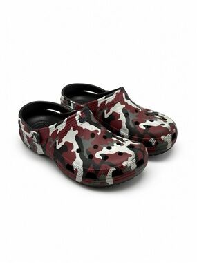 Camo Crocs - Red, Black & White Camouflage Clogs - Men’s Size 10 Womens 12